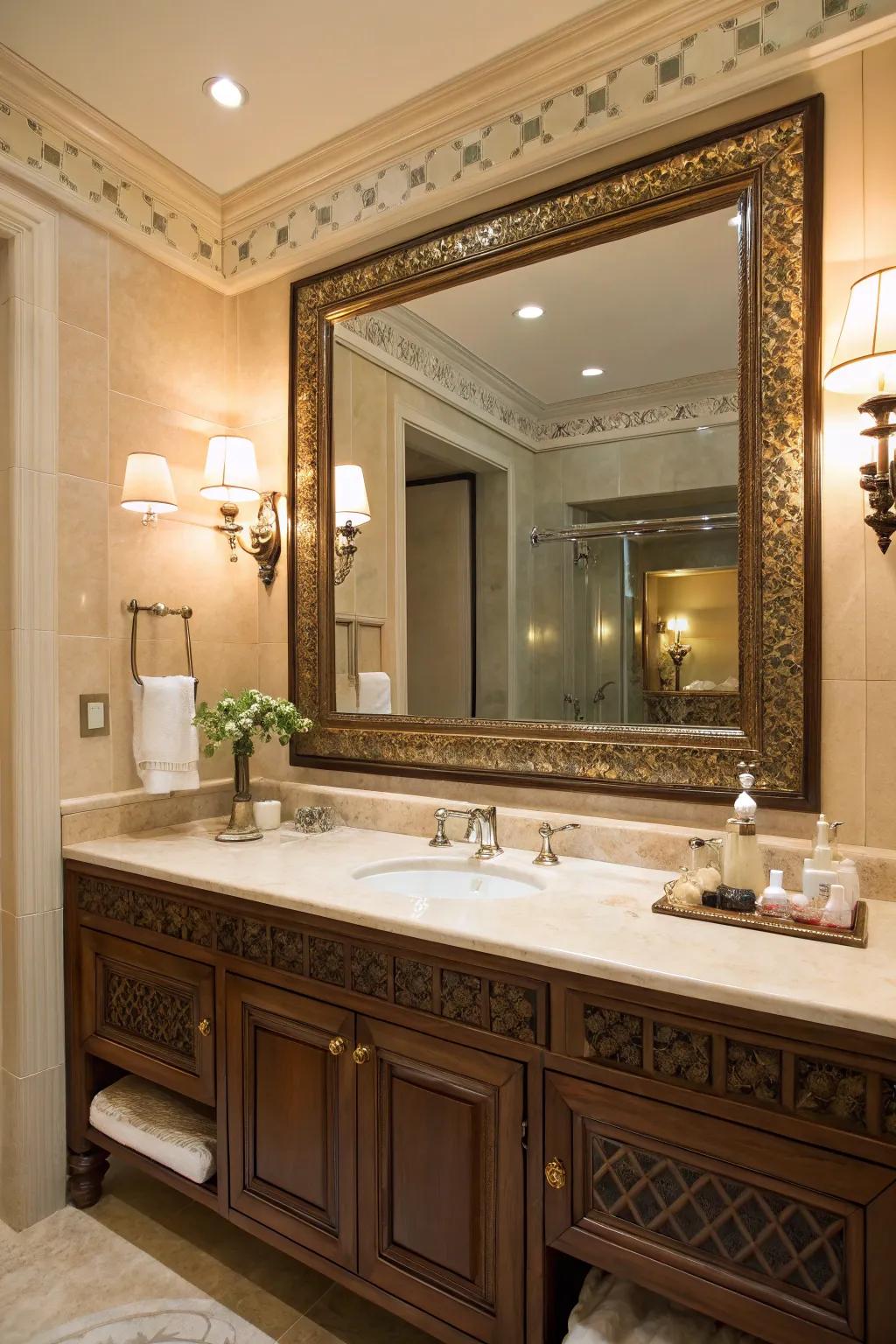 A standout reflector adds expansiveness and sophistication to any restroom.