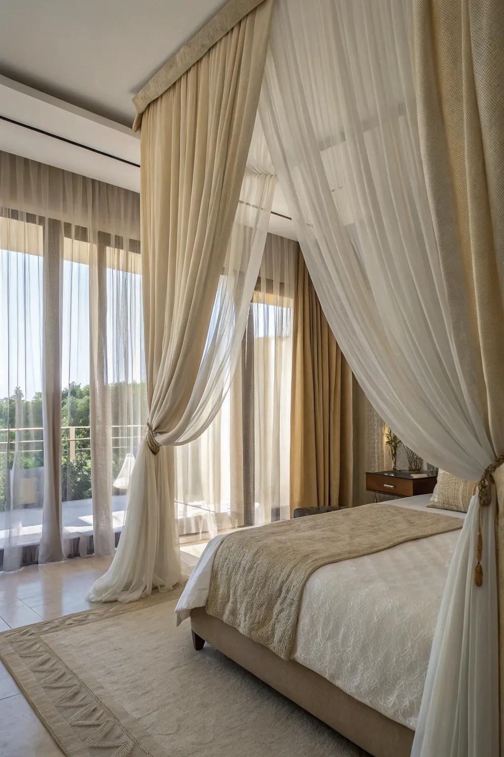 Tiered drapes provide an ideal synthesis of fashion and practicality.