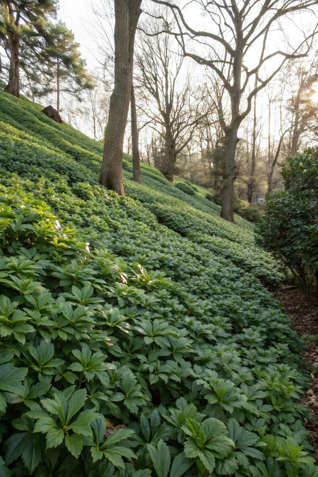 Asian Spurge ensures year-round verdancy for gradients.