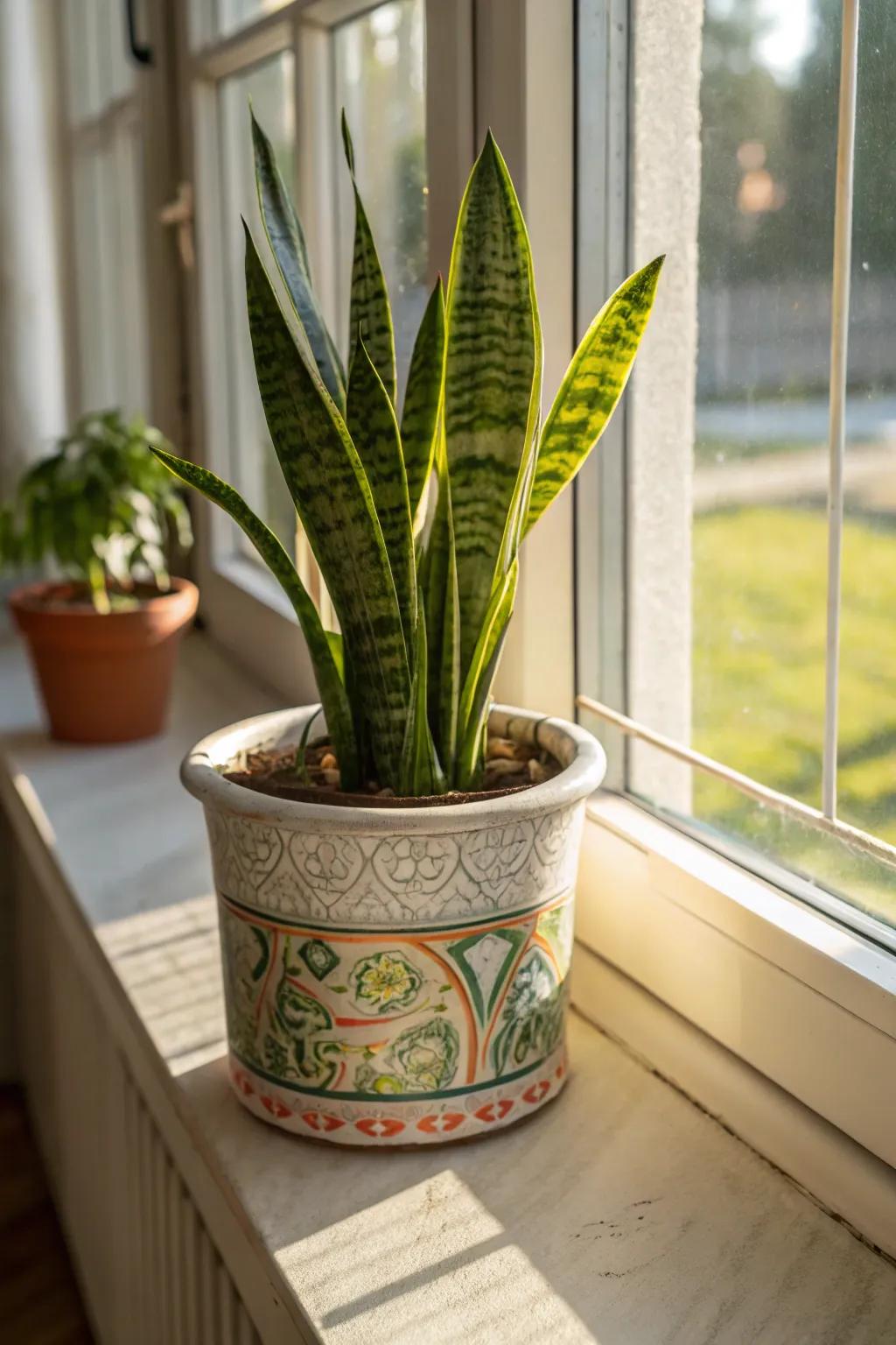 A verdant plant contributes a revitalizing and animated accent to any environment.