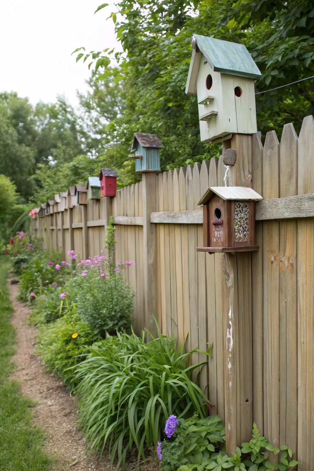 A perpendicular avian dwelling layout appends magnitude and intrigue to the fence.