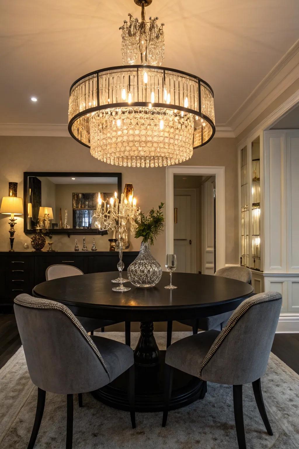 Lighting enhances your dining setting.