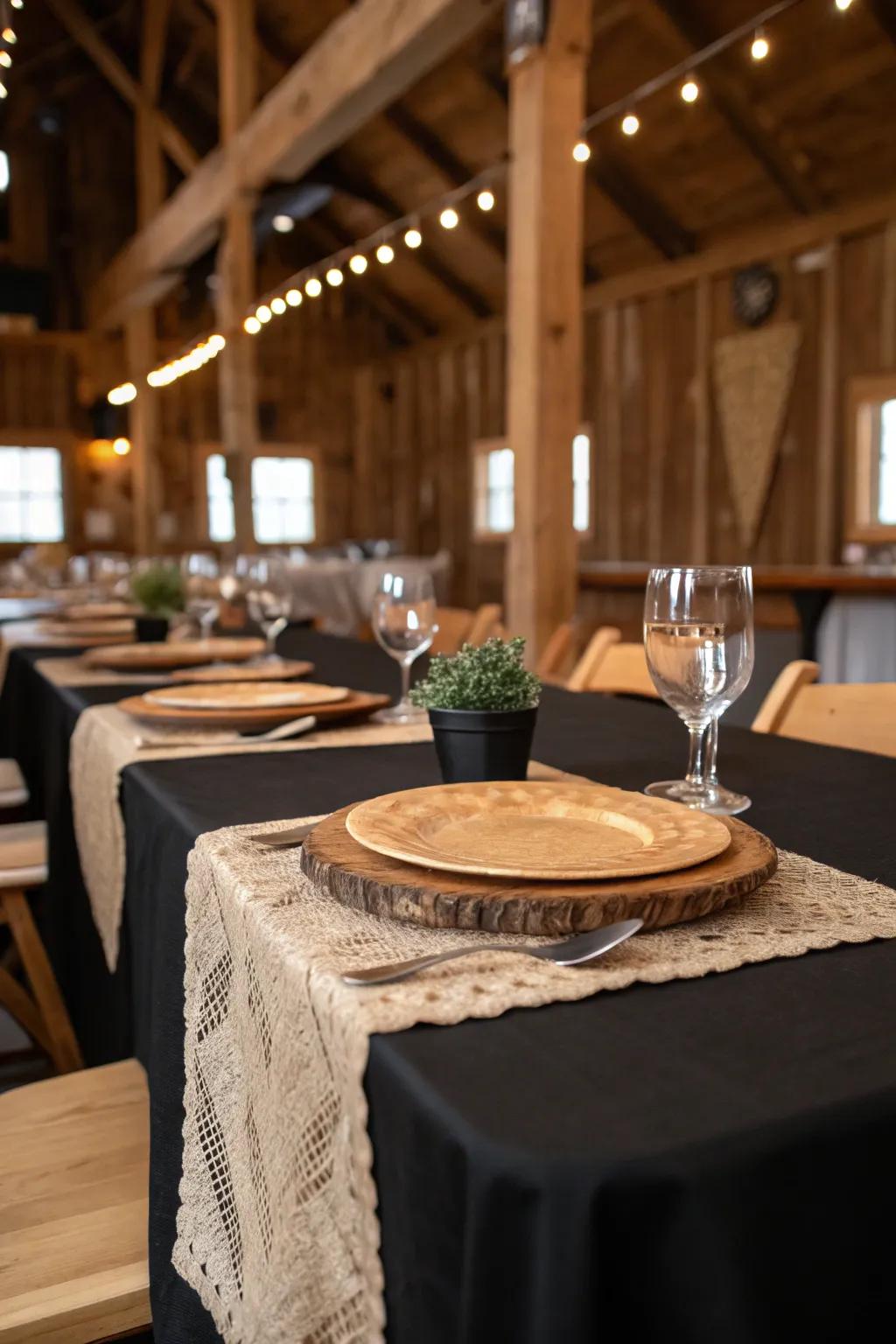 Earthy allure featuring black and woven textures.