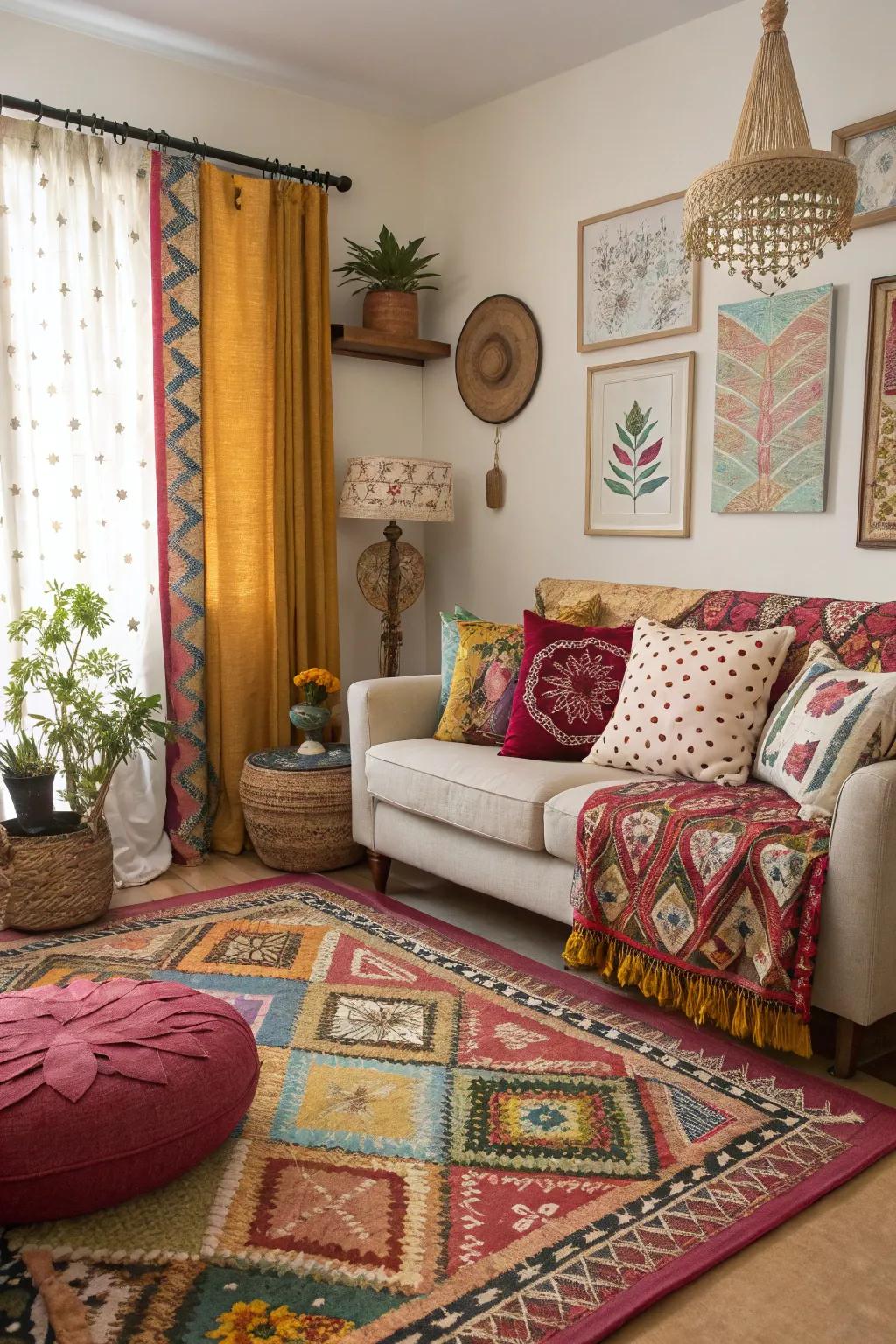 A vibrant mix of patterns and colors.