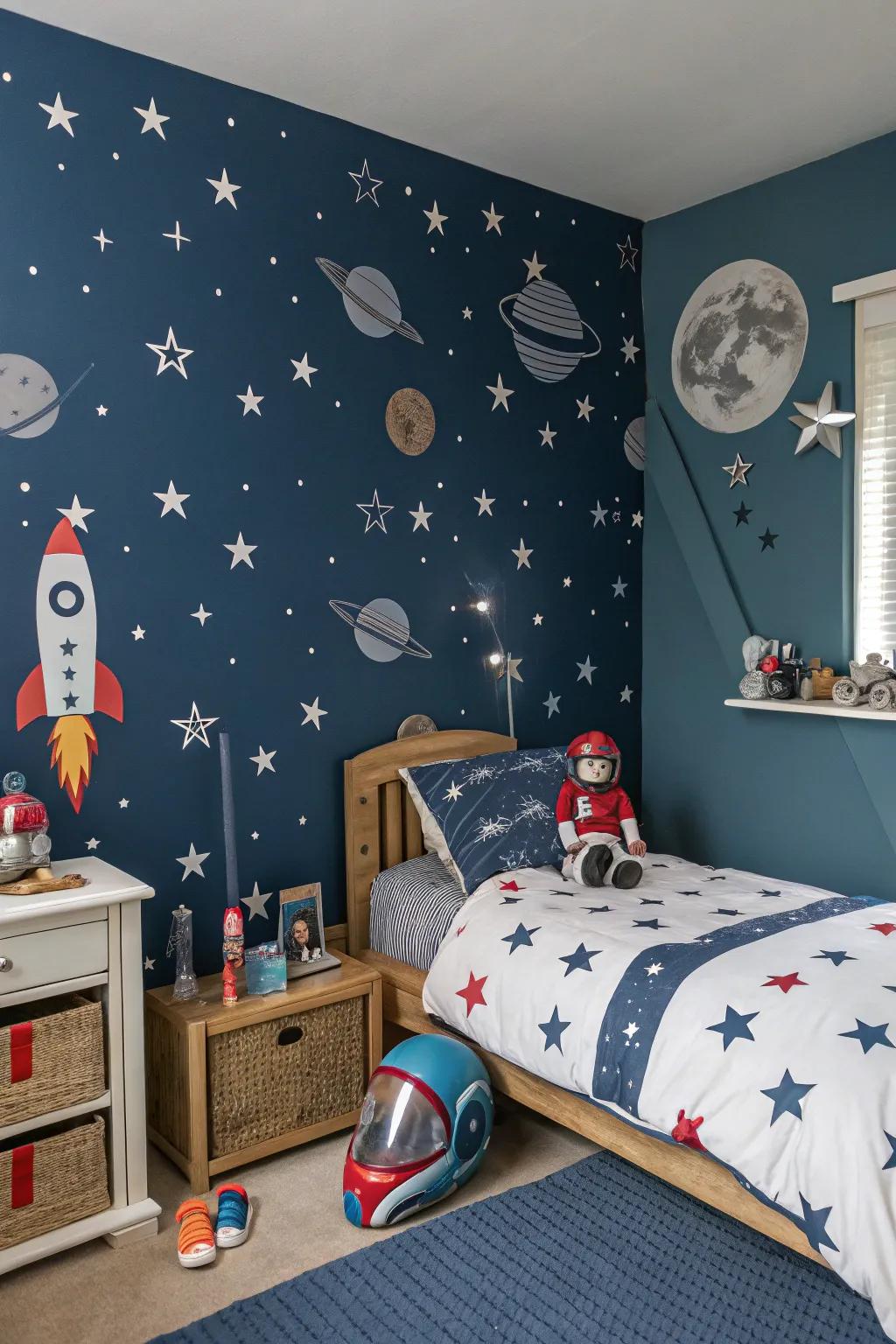 Journey to the celestial sphere with a stellar-inspired room.