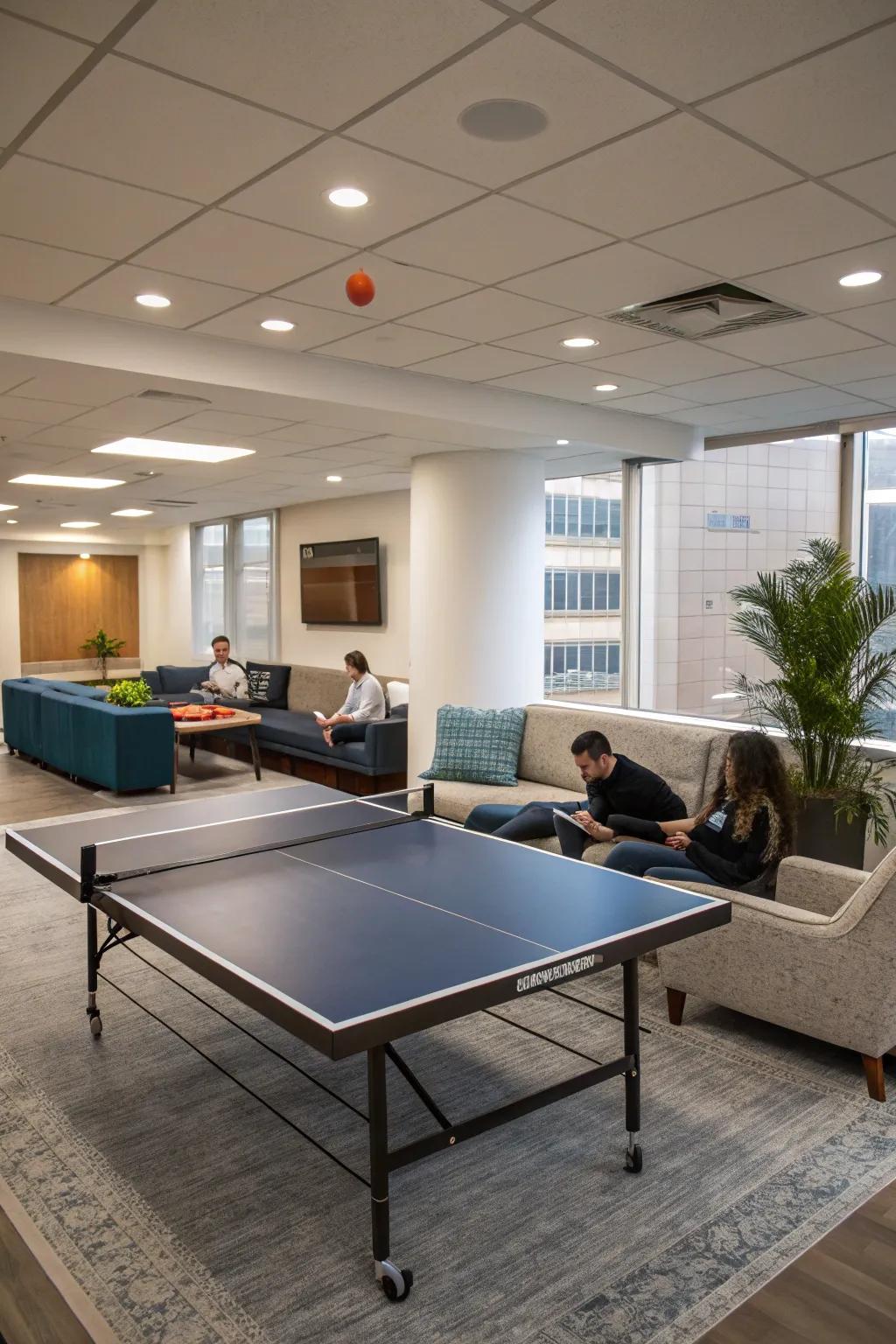 A game zone adds enjoyment and relaxation to the workday.
