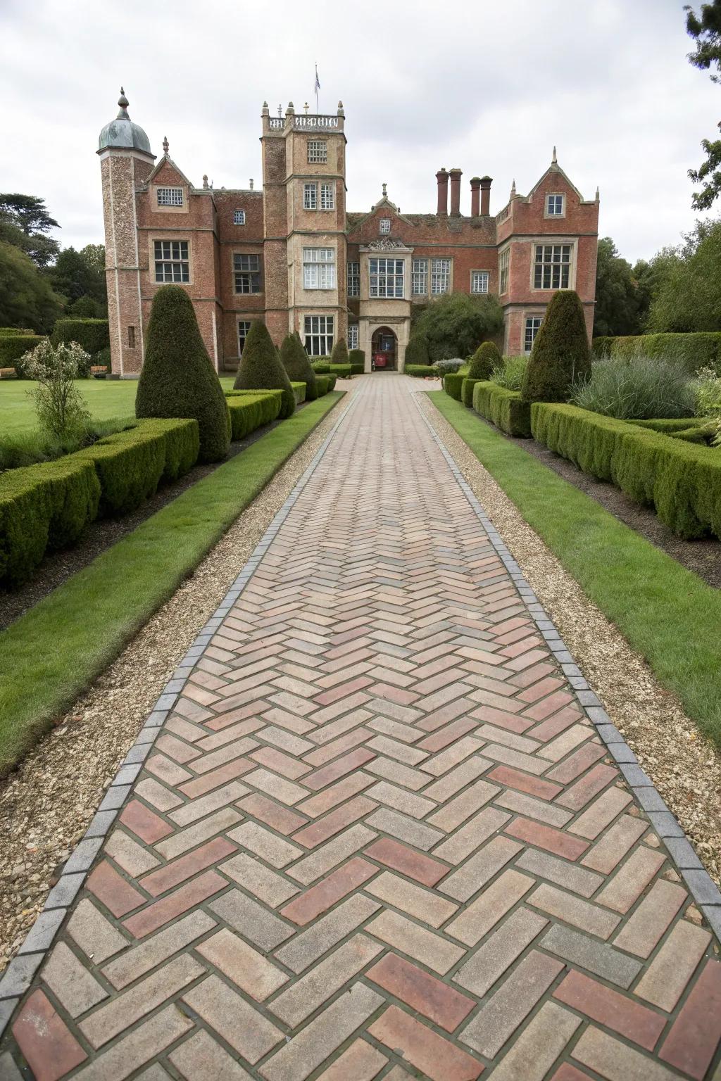 Bordered herringbone: Ideal for a dignified entrance.