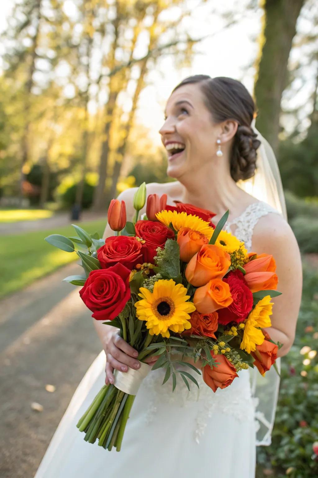 A vibrant and audacious bouquet for brides with a love for color.