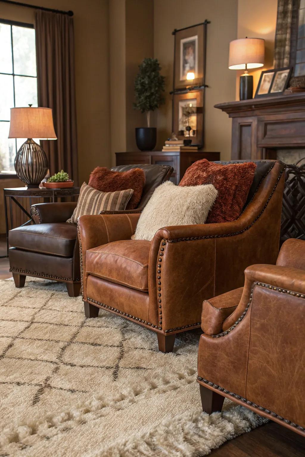 An assortment of textures improves the brown color spectrum, enriching dimension.