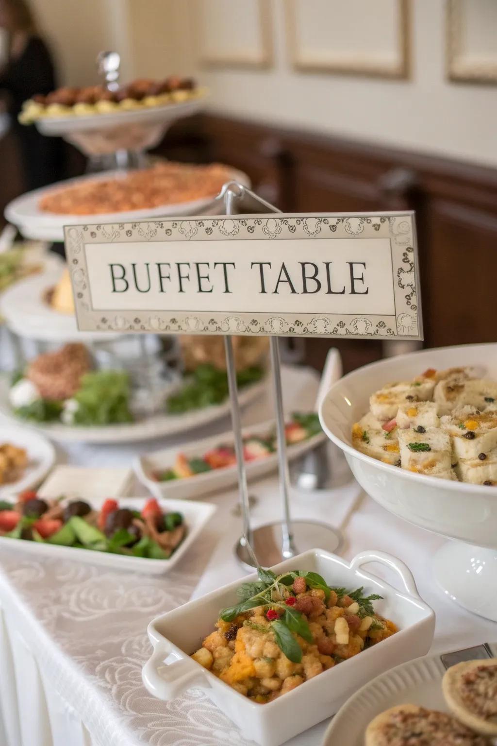 Customized tags contribute a considerate touch to your buffet.
