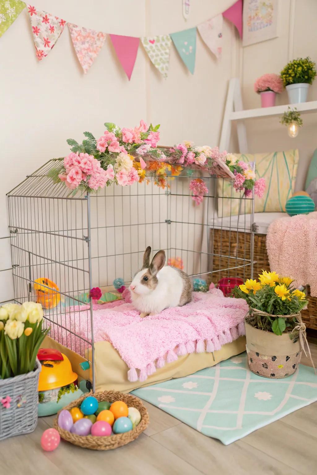 A creatively designed bunny cage enhancing the aesthetics of your home.