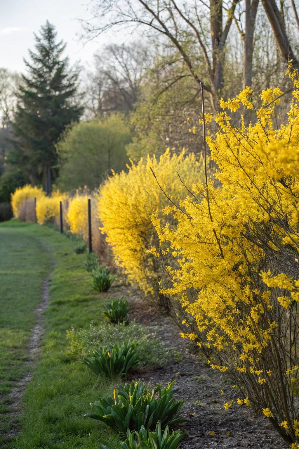 Goldbells introduce a cheerful element to any fence.