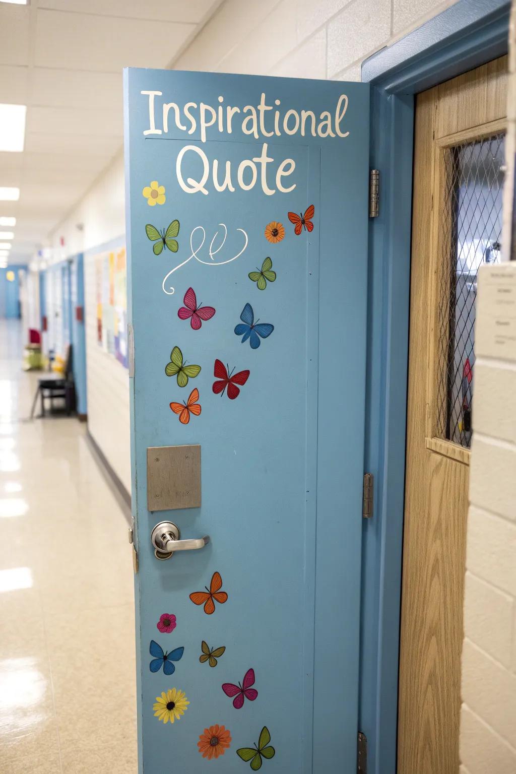 Elevate your classroom entrance with words of inspiration and delicate flutter designs.