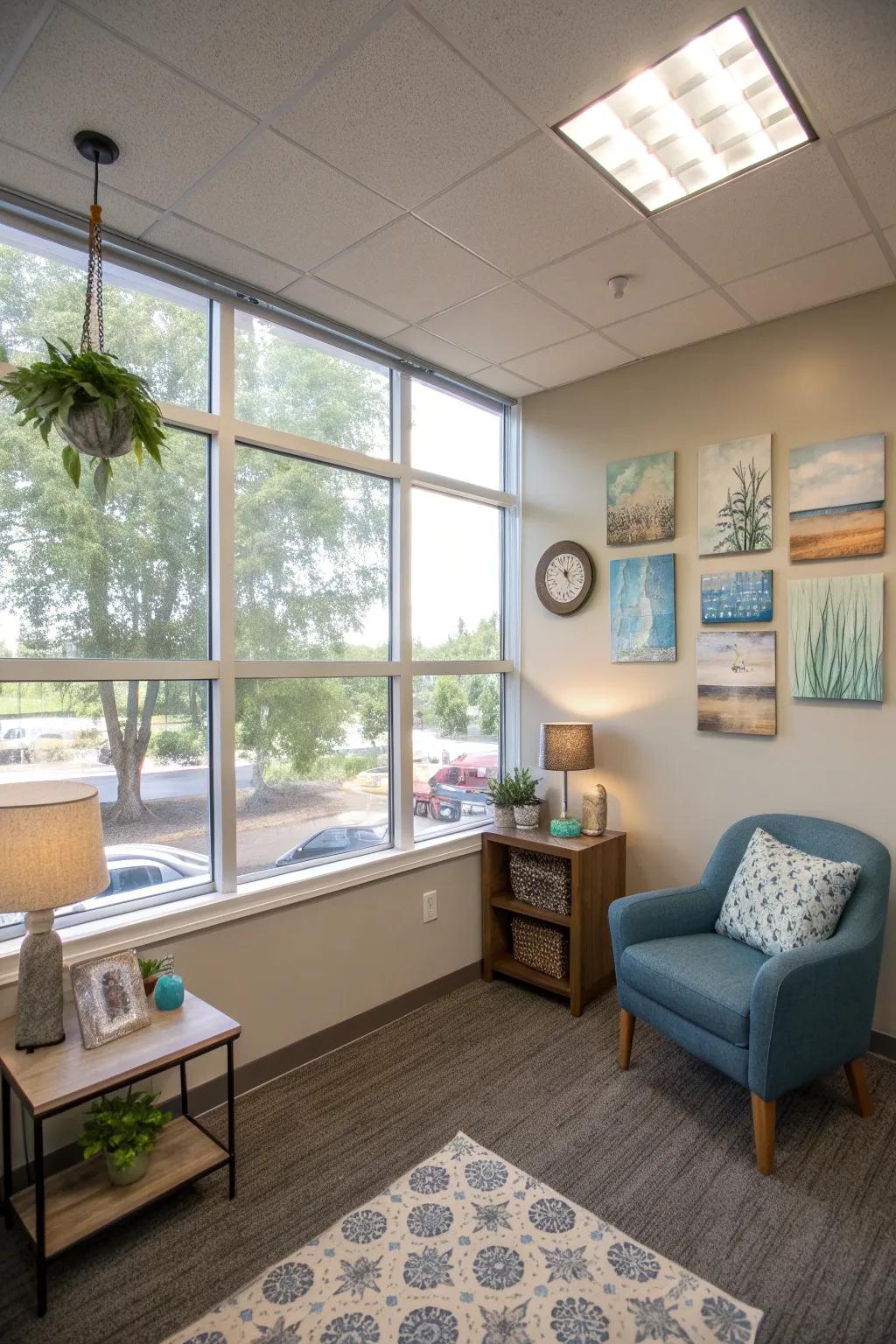 The sensation of openness is enhanced by natural light.