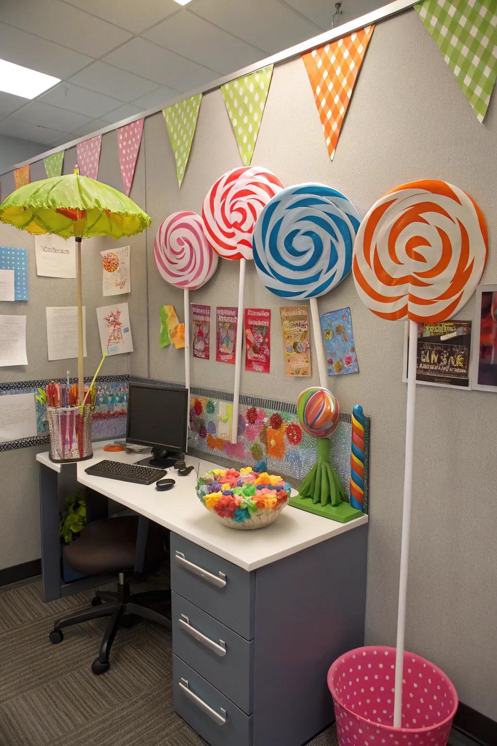 Introduce whimsy with monumental lollipops.