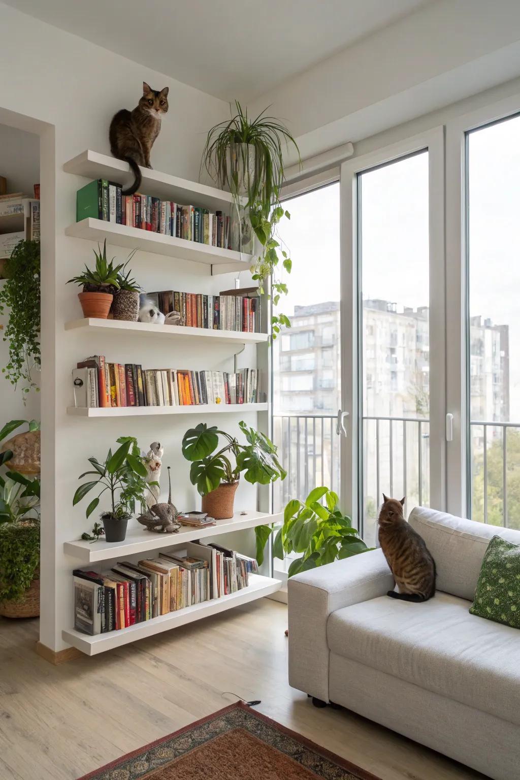 Cat shelves that blend seamlessly with home decor.