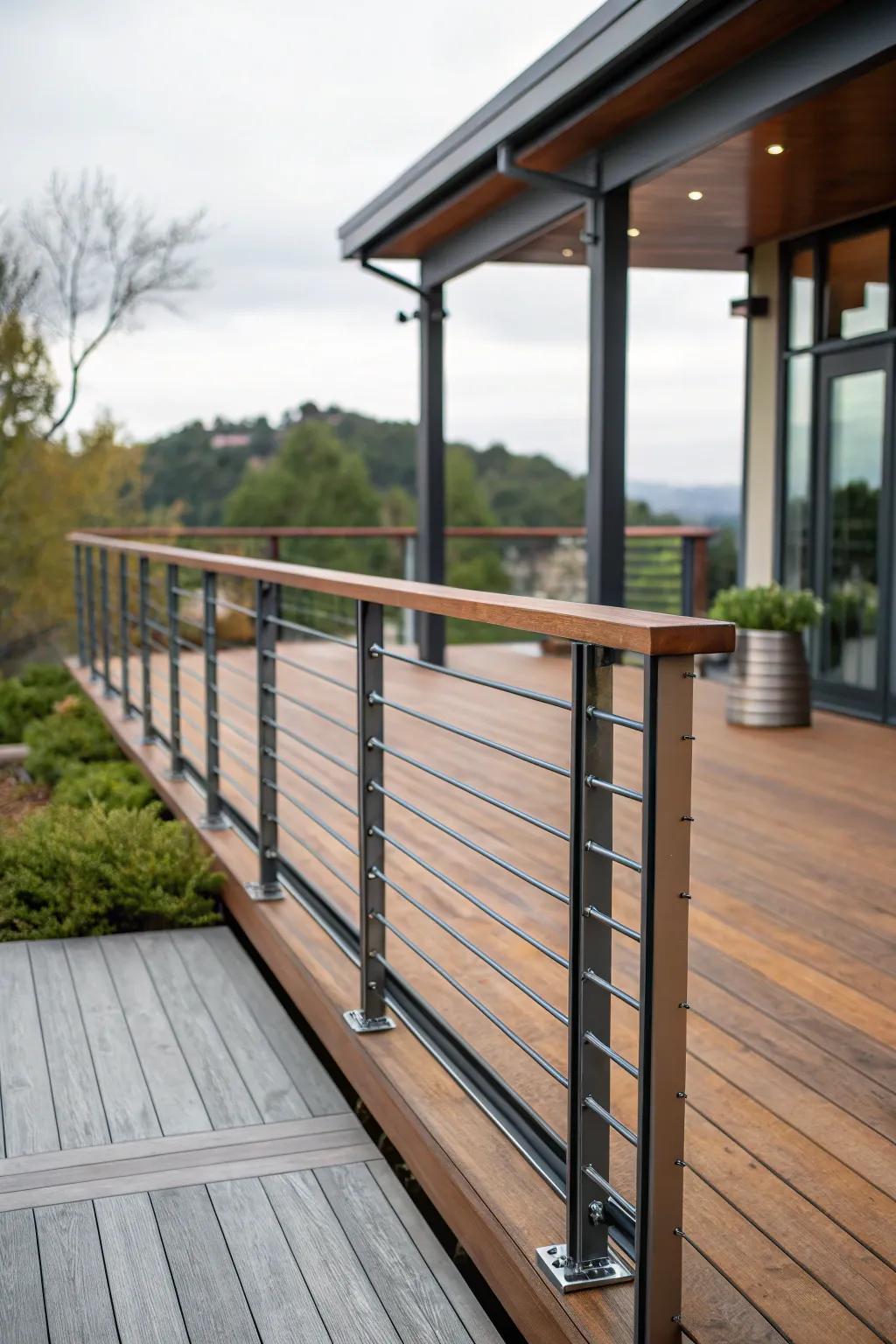 Combining substances cultivates a fashionable and steadfast deck railing.