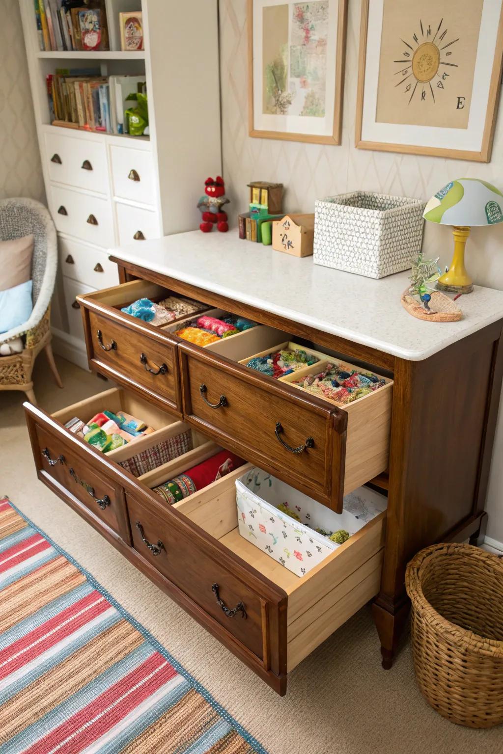 Reimagine pre-owned furniture for distinctive storage methods.