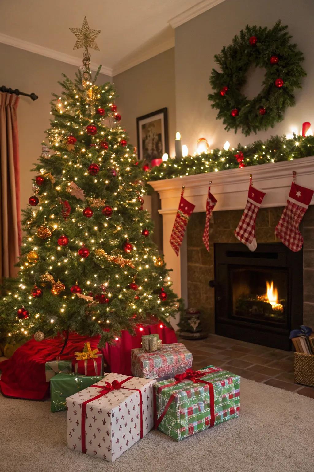 Gift boxes stylishly obscure your tree's base.