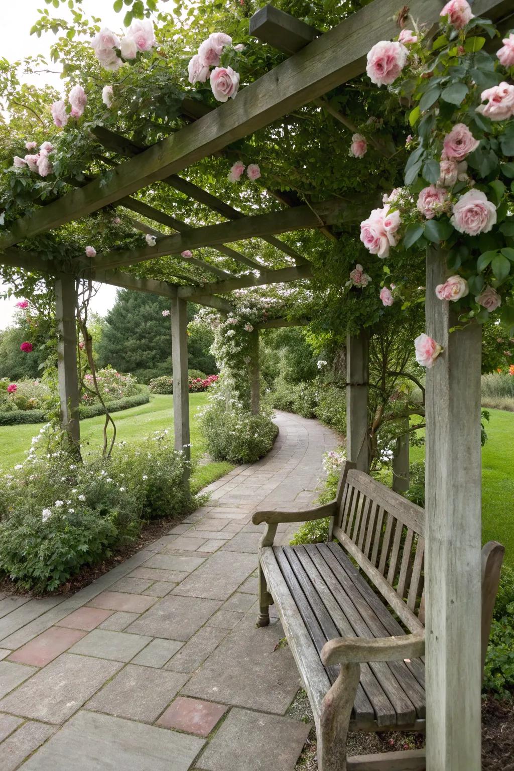 Create a dreamy escape with a rose-covered pergola.