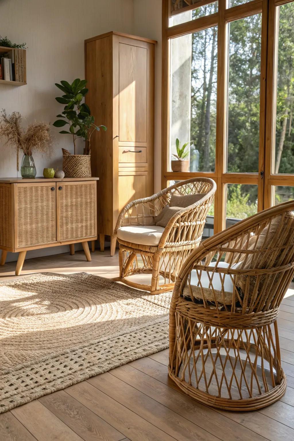 Organic components harmoniously fuse elegance with coastal aesthetics.