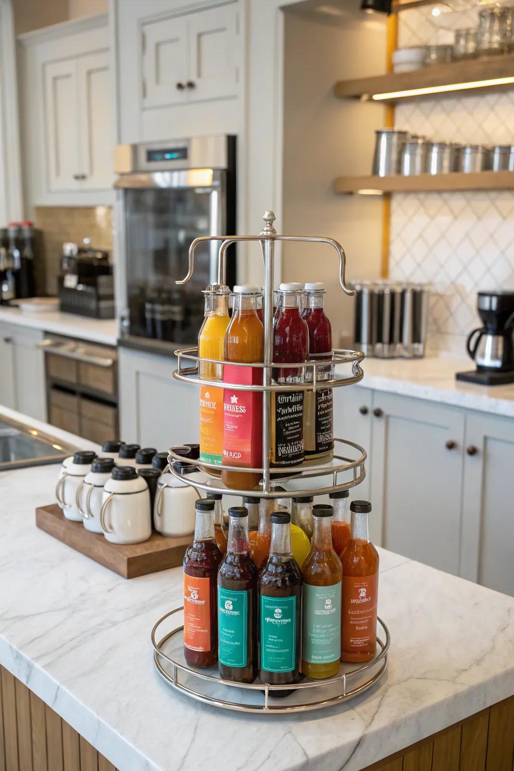 Multi-level stand for a stylish and arranged display.