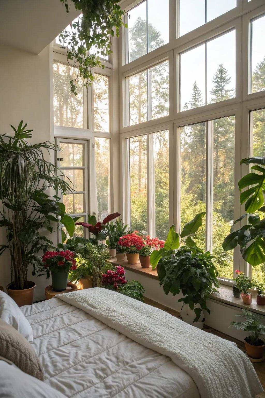 Natural aspects rejuvenate the sleeping quarters with a revitalizing and placid atmosphere.