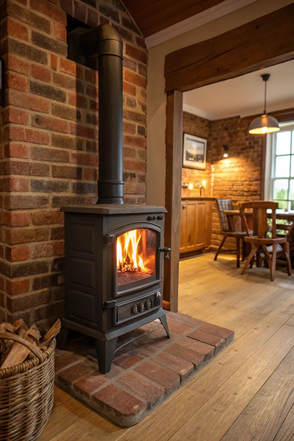 Brick surrounds impart an enduring look to your heater setup.