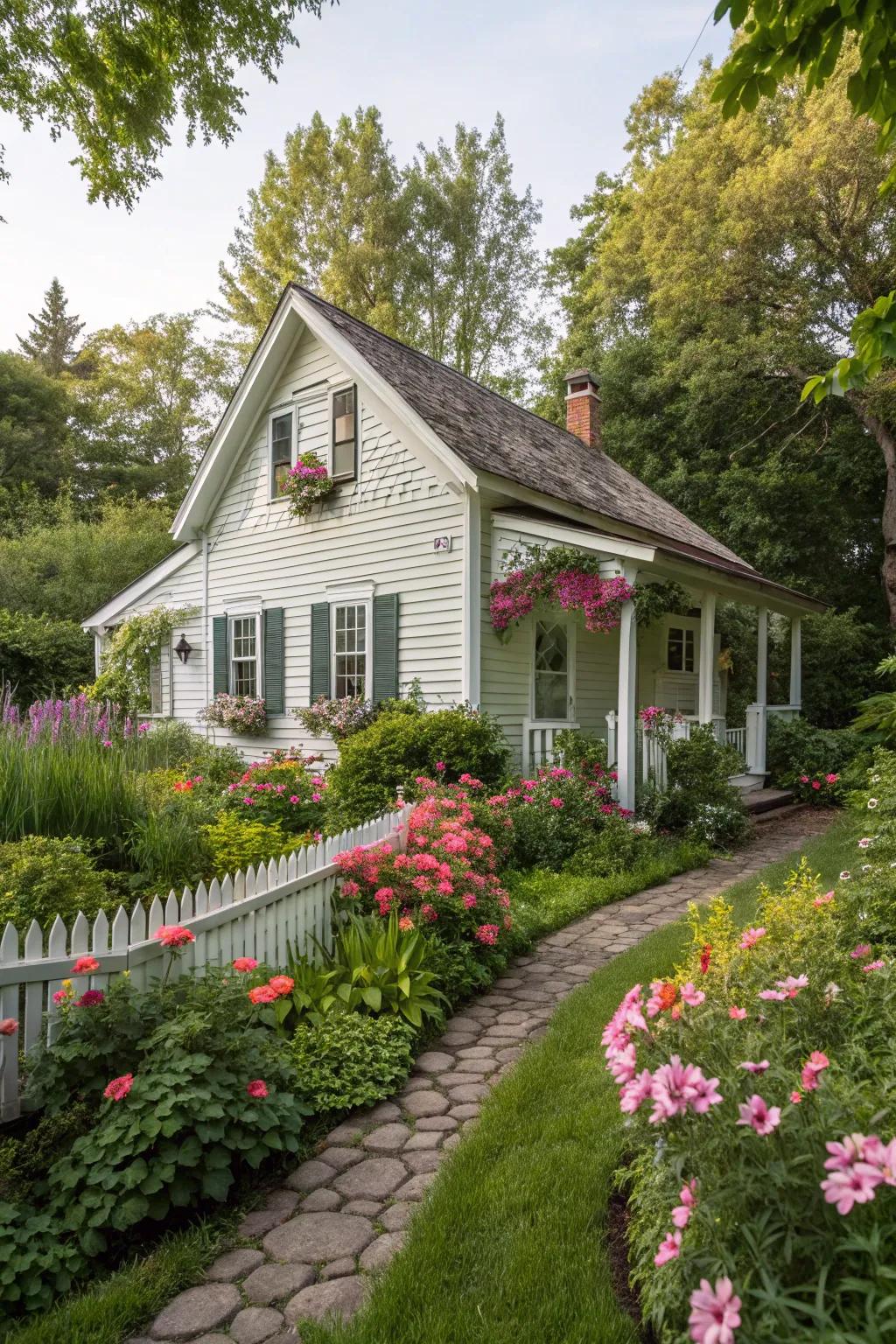 Eternal charm realized through clapboard and shingle applications.