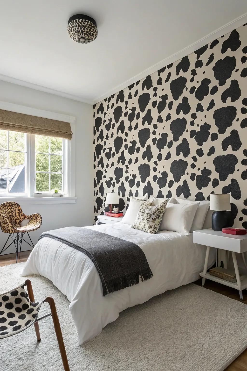Wild animal pattern wall covering creates a striking assertion in any space.