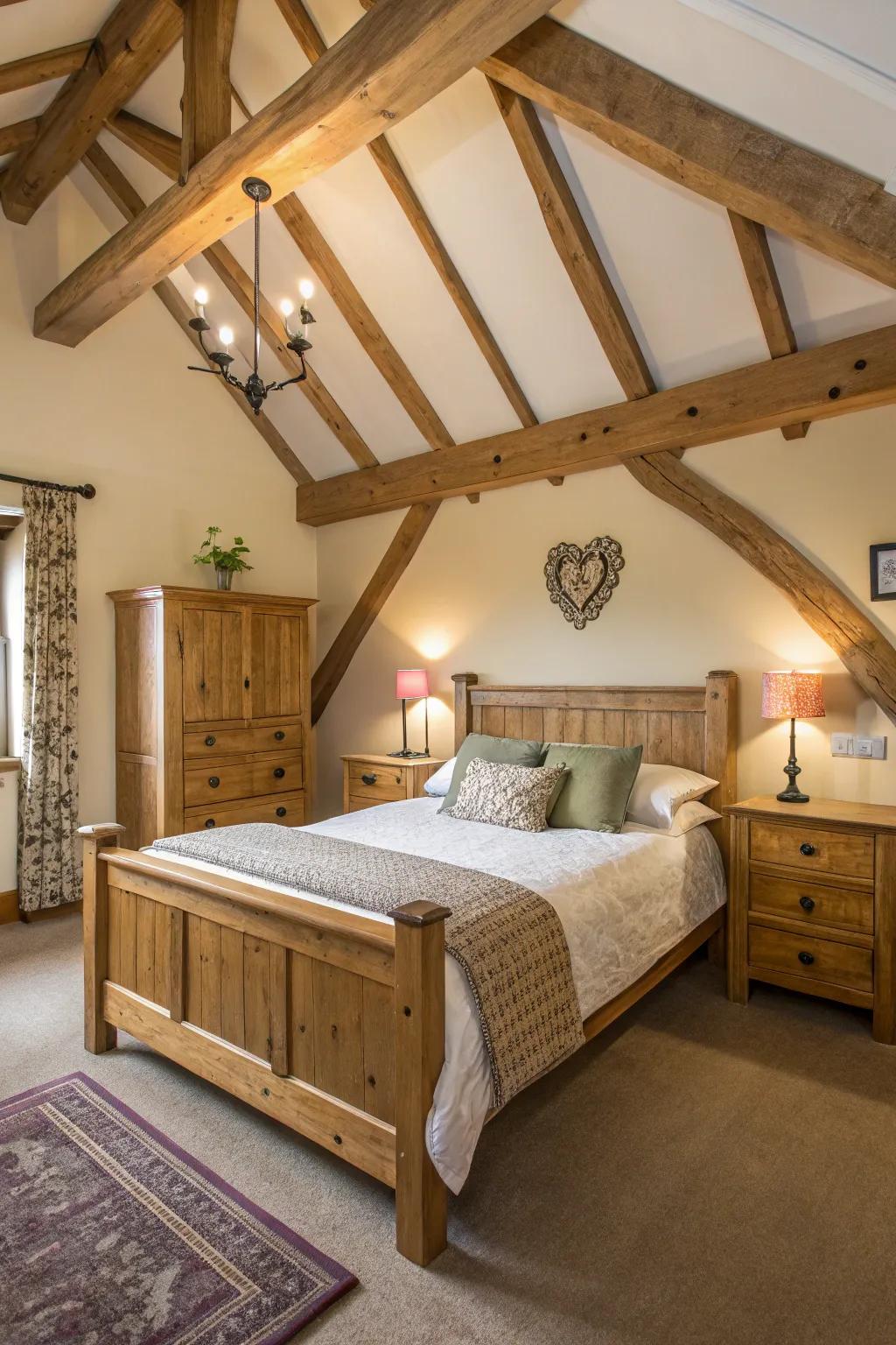 Wood accents lend rustic charm.
