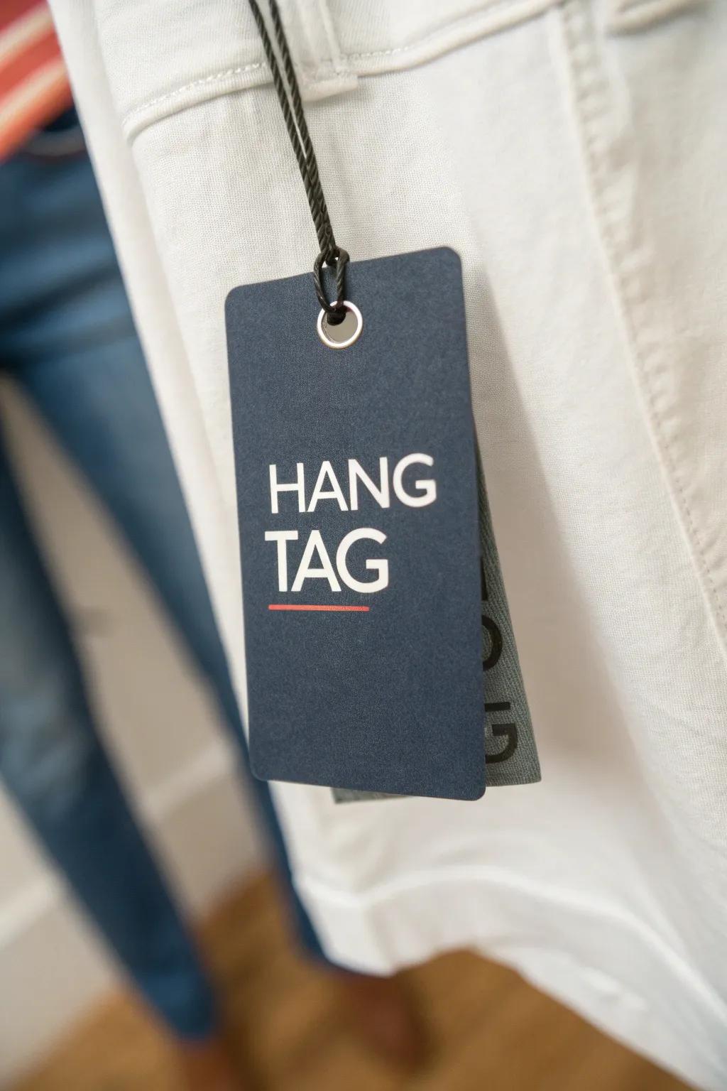A tag featuring striking typography that instantly commands attention.