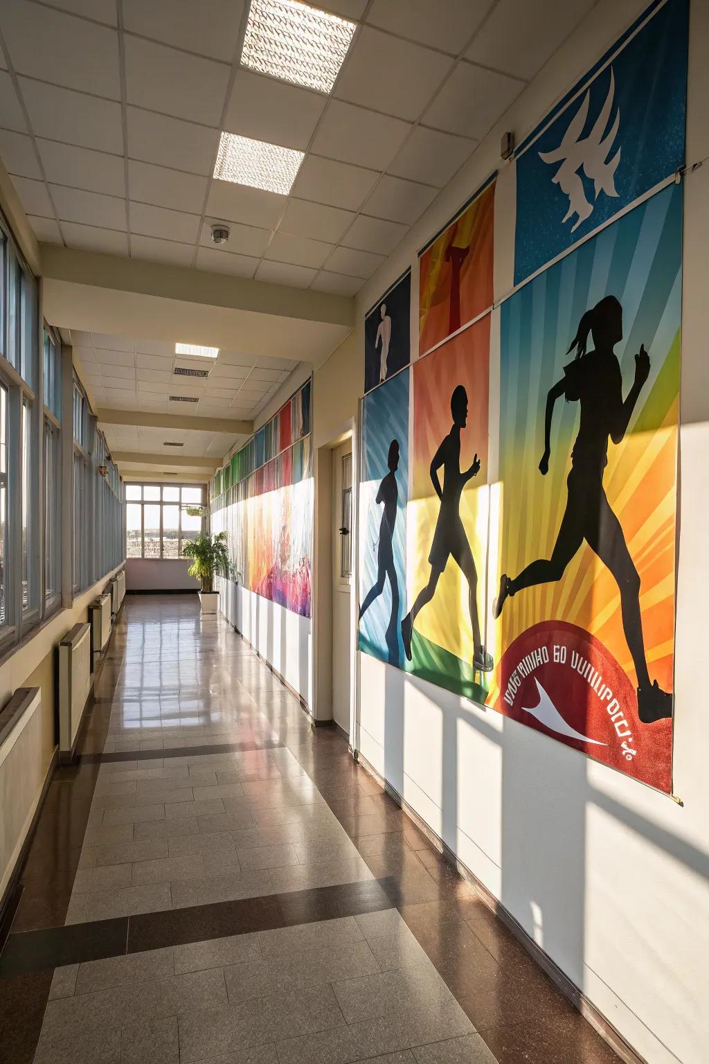 Dynamic silhouettes of athletes introduce a perception of movement to your decor.