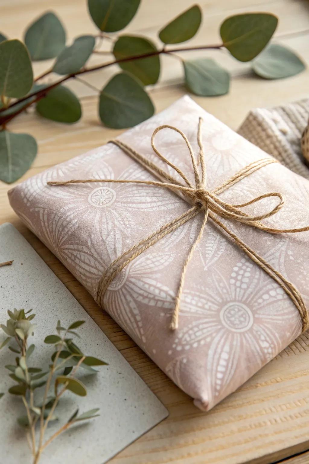 Enshroud your gifts in inviting elegance with resplendent fabric, offering unparalleled uniqueness and ecological mindfulness.