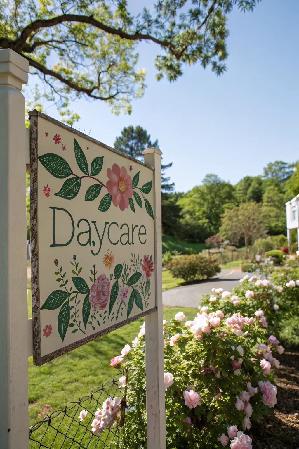 Nature-inspired heraldry conceives a serene and welcoming atmosphere at the daycare threshold.