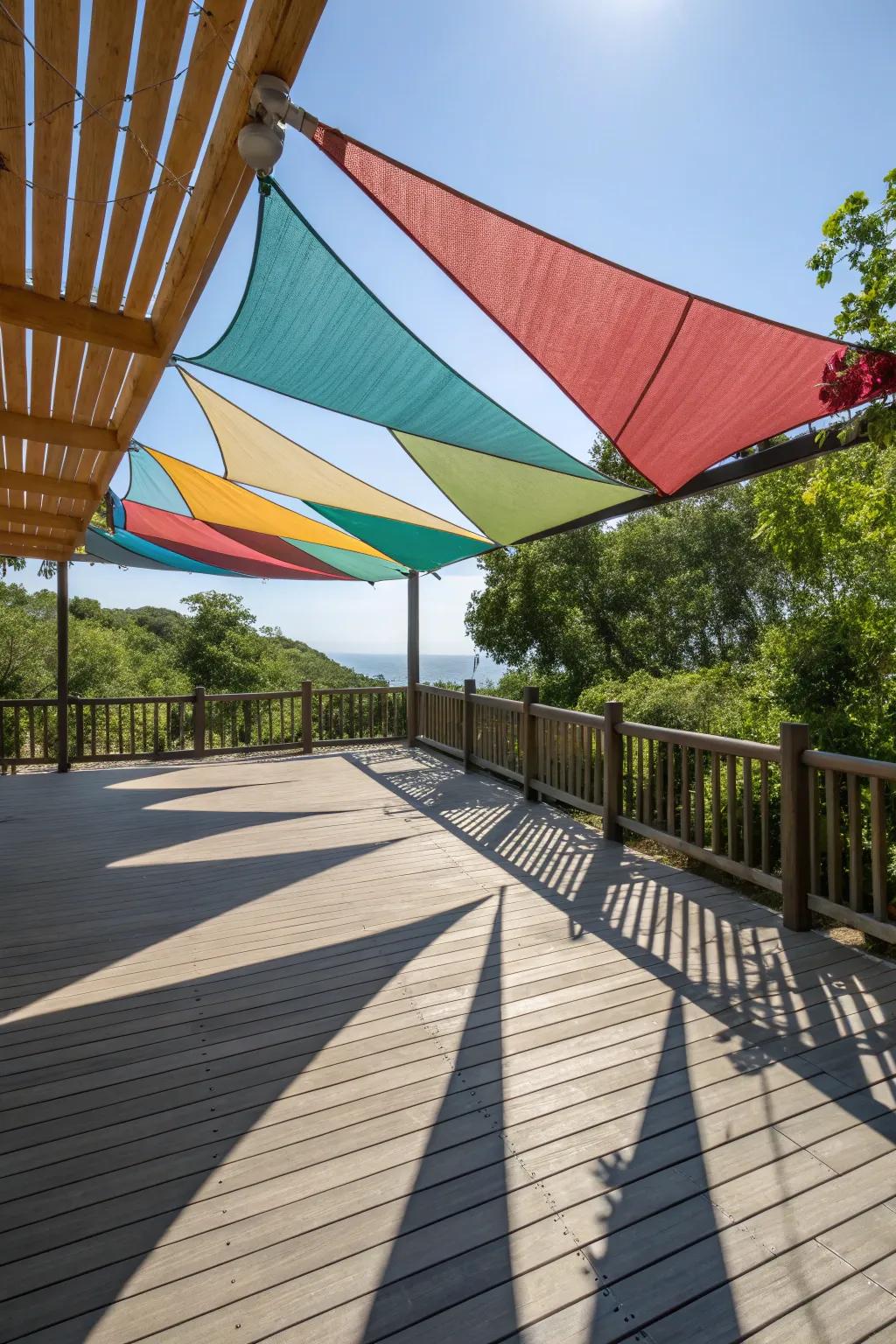 Shade sails impart a vibrant and modern flair to outdoor environments.