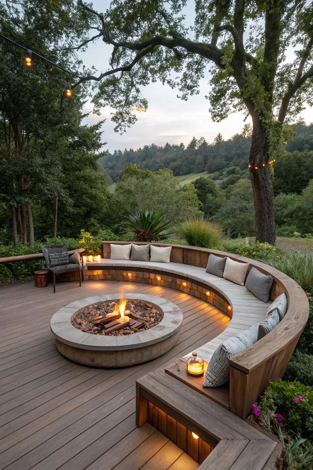 Curved benches add a unique and inviting touch to any deck.