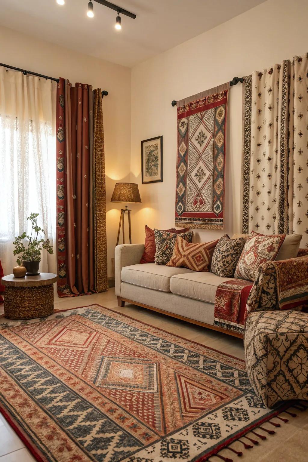 Blend patterns to create visual intrigue.