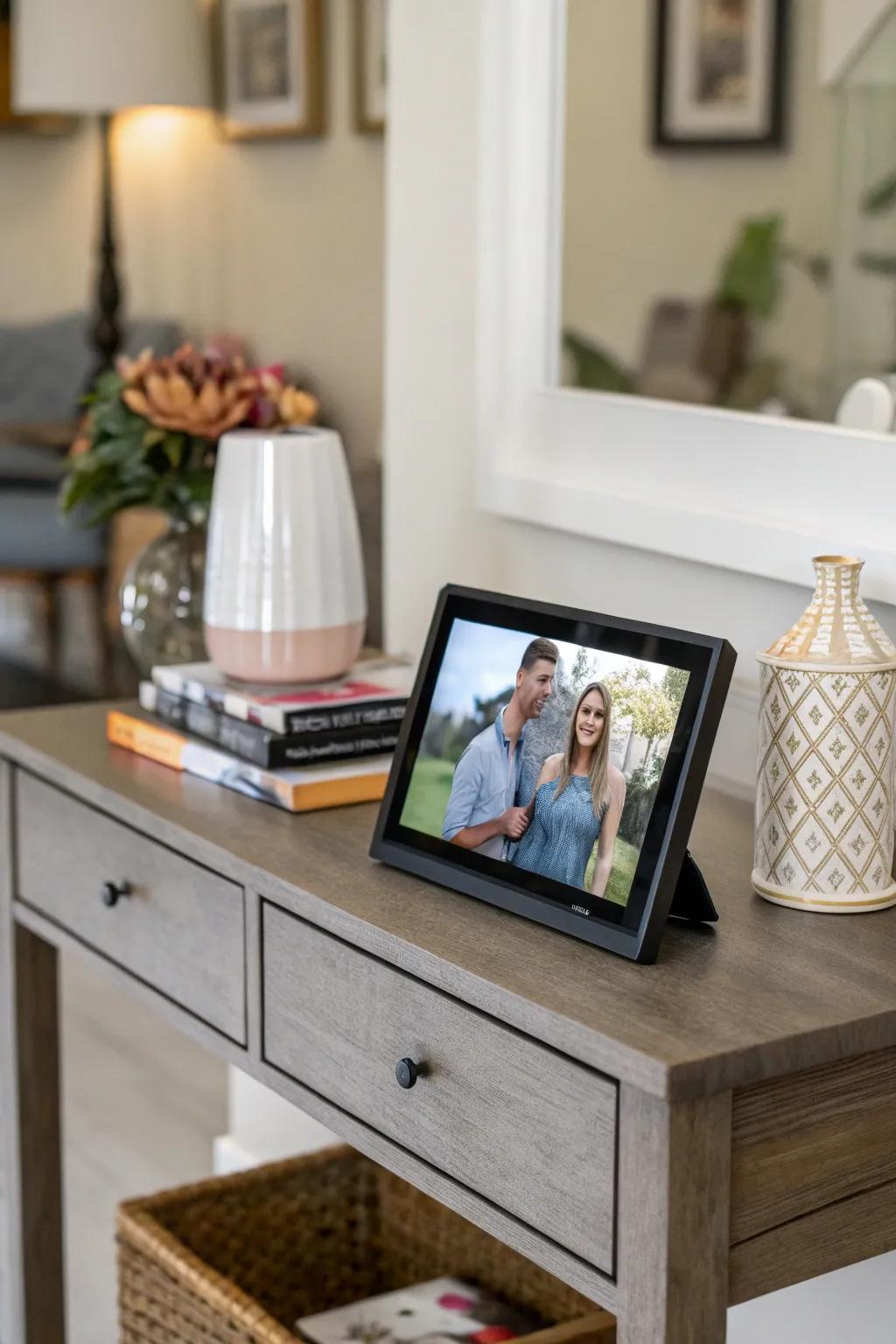 A digital display acting as an inviting central feature.