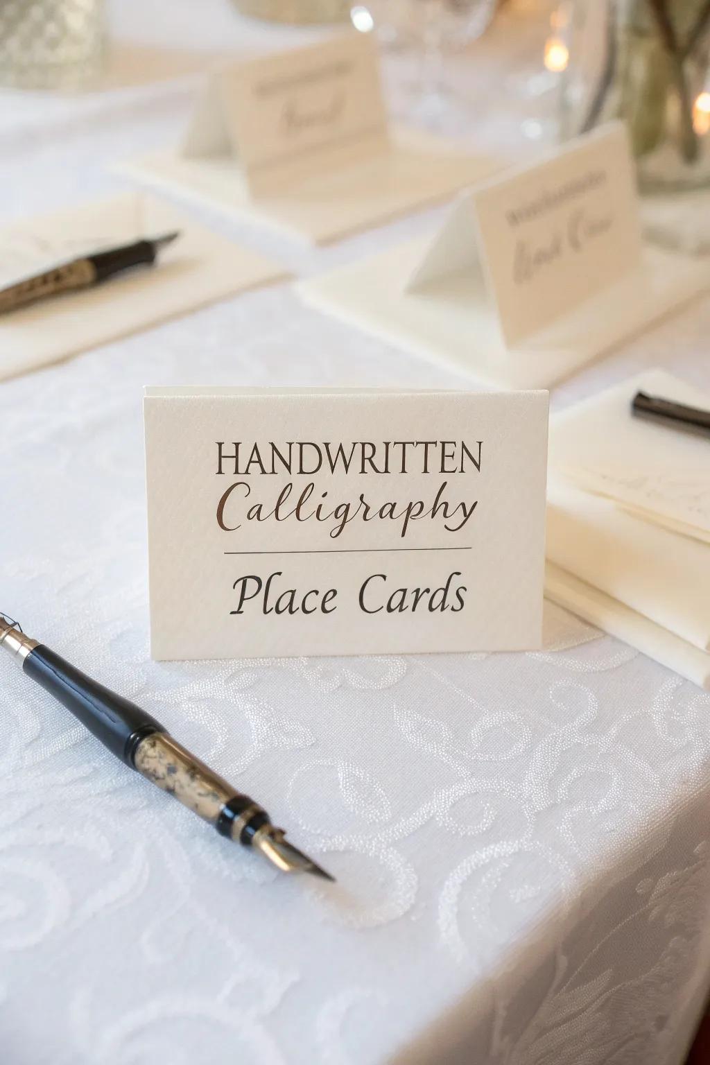 Create an impression with calligraphy place cards.