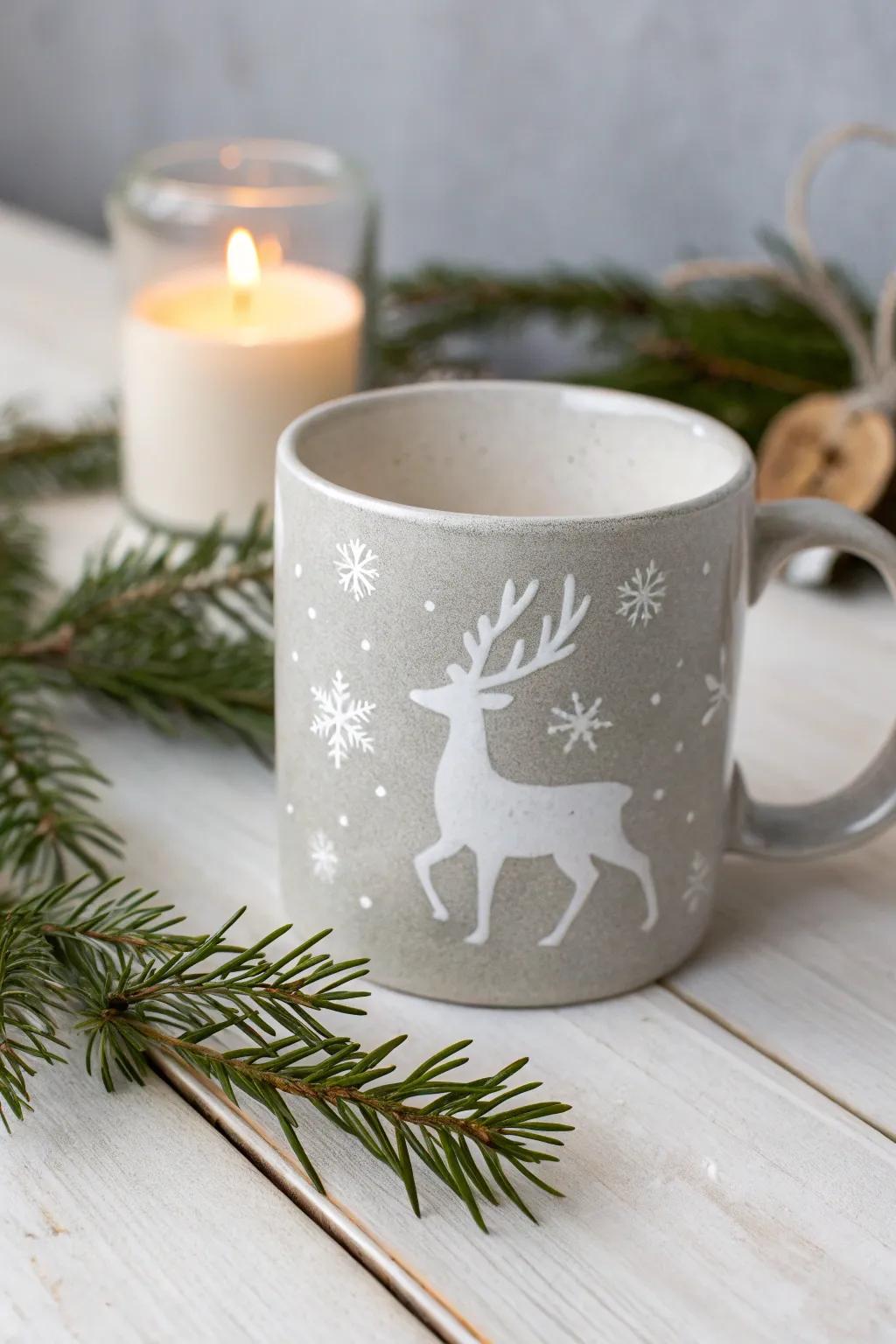 Savor holiday magic with this DIY reindeer silhouette mug—where ease meets festive charm.