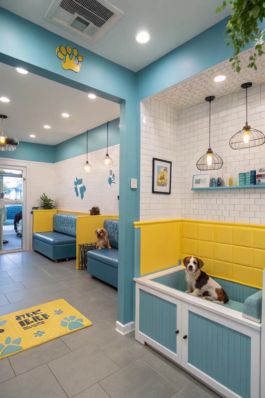 A calming color scheme featuring blues and yellows.