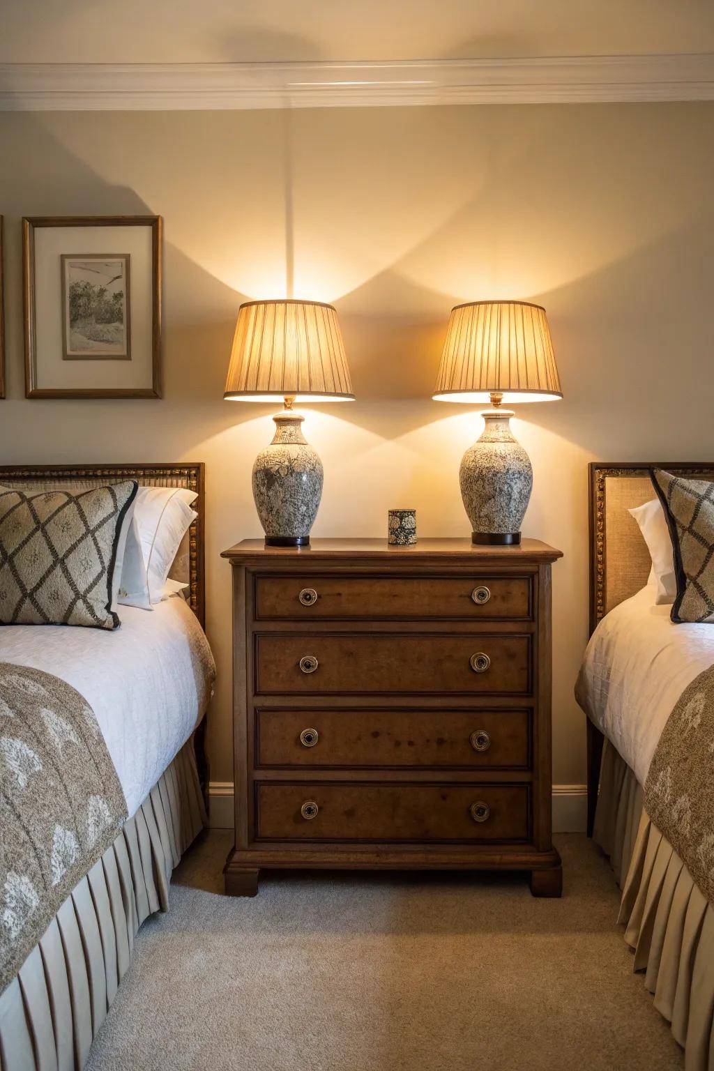 Symmetrical embellishments instill equilibrium within your confines.