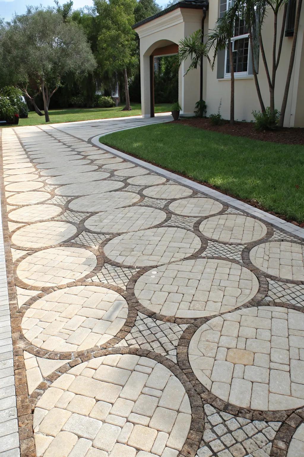 Ornamental pathway tiles impart texture and elegance to your driveway design.