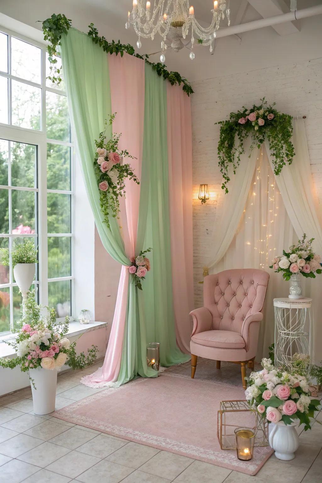 Pastel colors engender a soothing and refined atmosphere.