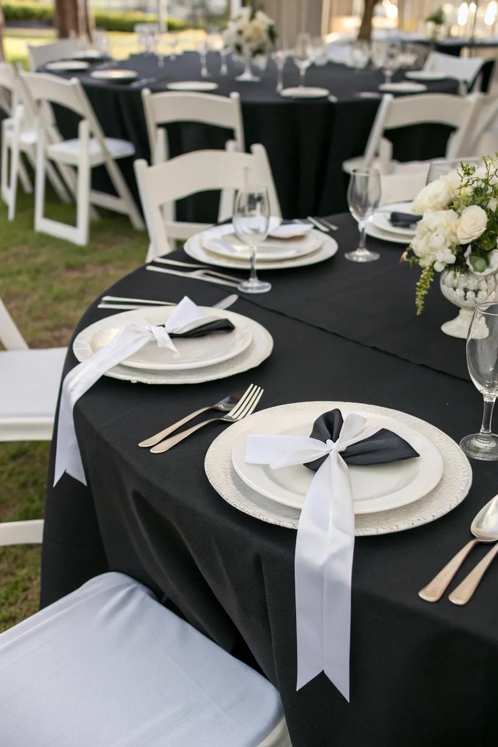 Ageless refinement using a classic ebon and ivory theme.