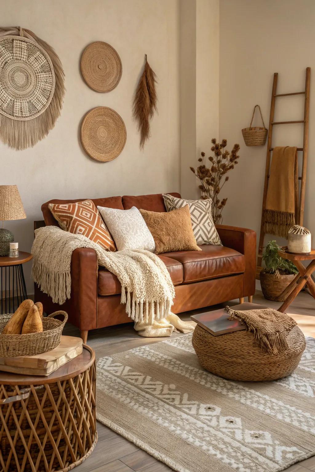 Earthy tones engender a comforting and inviting vibe.