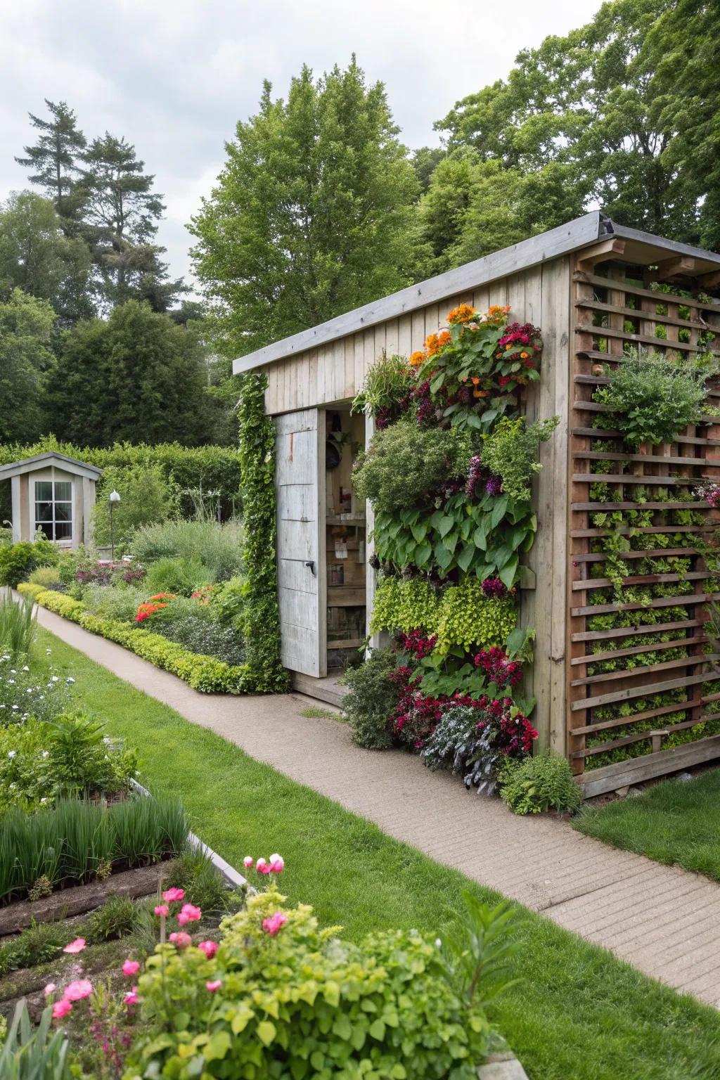 Convert the walls of your shed into a radiant vertical botanical haven.