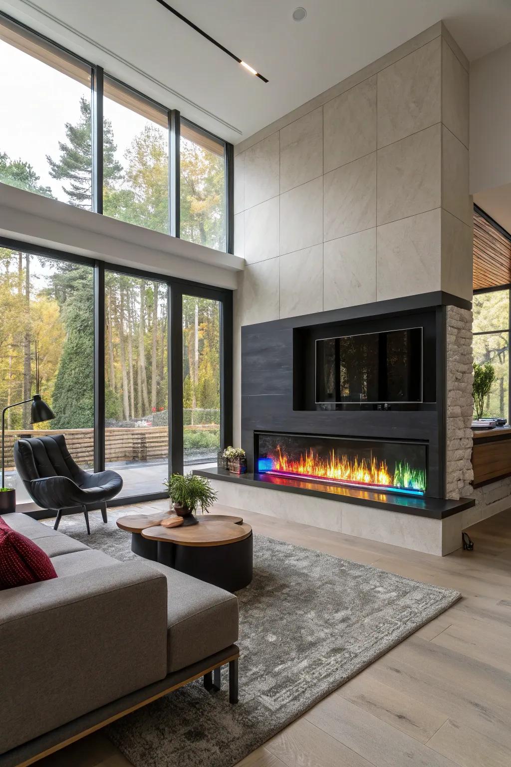 Personalize your ambiance with varied flame hue options.