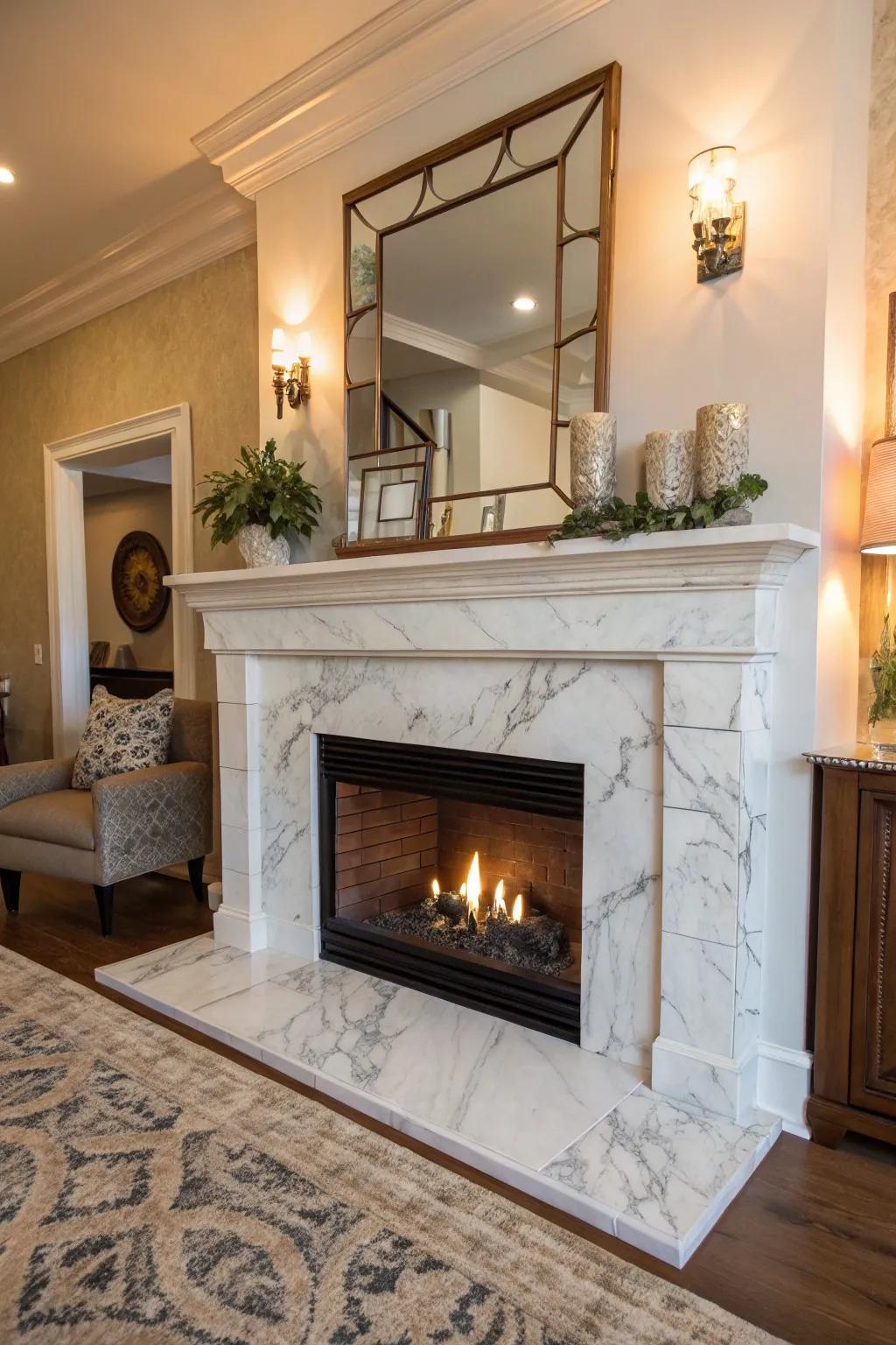 Enhance your area with a sophisticated marble mantel.